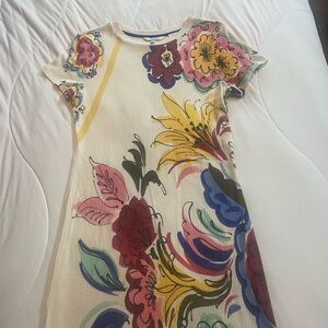 Desigual Dress Size Large. Beige with muted flowers.